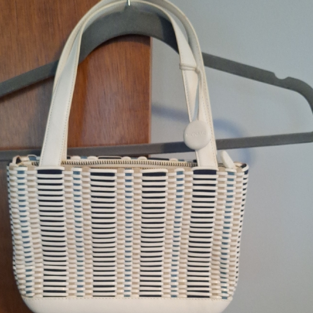 Monsac Stylish Cream and Blue Women's Handbag